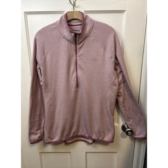 LL Bean Women's Quilted Half Zip Long Sleeve Pullover Thumb Holes Pink Medium - Picture 1 of 8